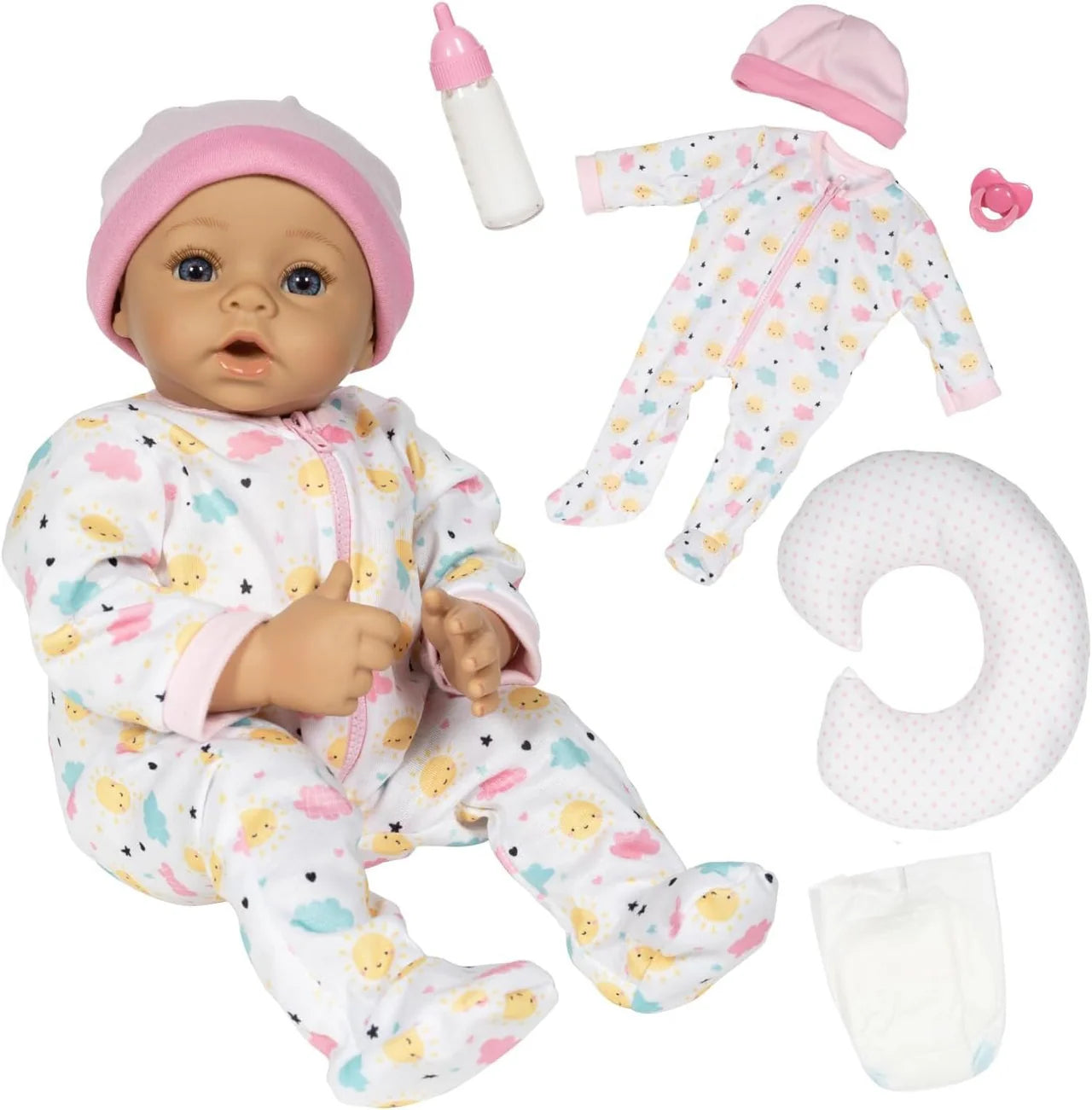 Sunshine Pink 7 Piece Feeding Support Set and Doll