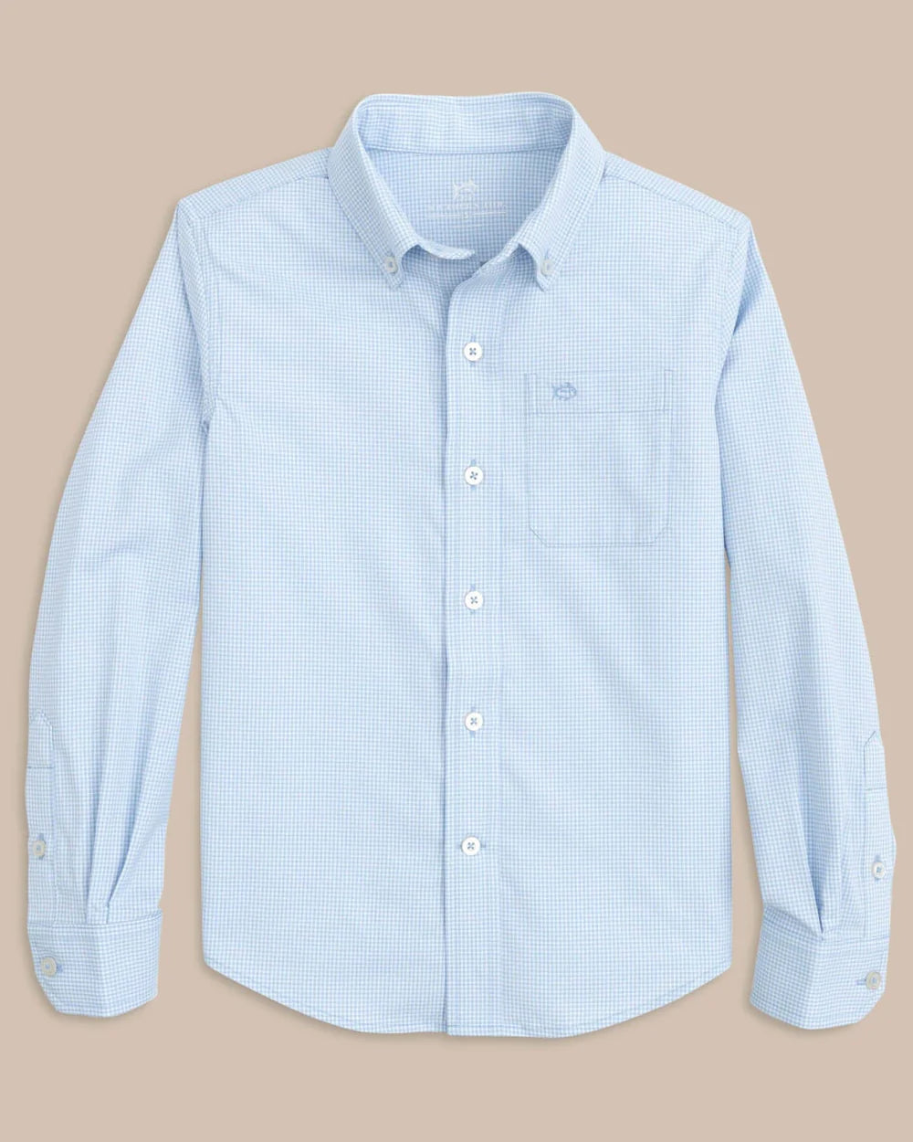 Boys Intercoastal Mini Gingham Button Down Shirt Tide Blue
