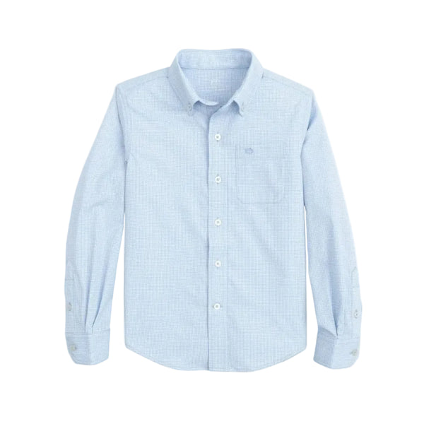 Boys Intercoastal Mini Gingham Button Down Shirt Tide Blue