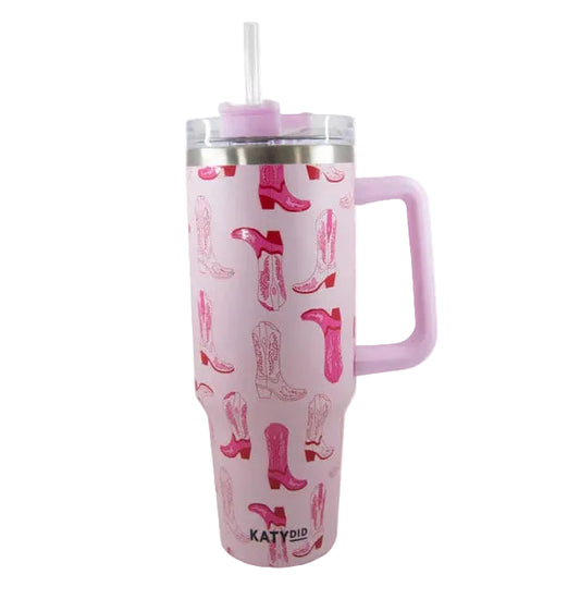 Light Pink Western Boots Number Cup w/ Handle