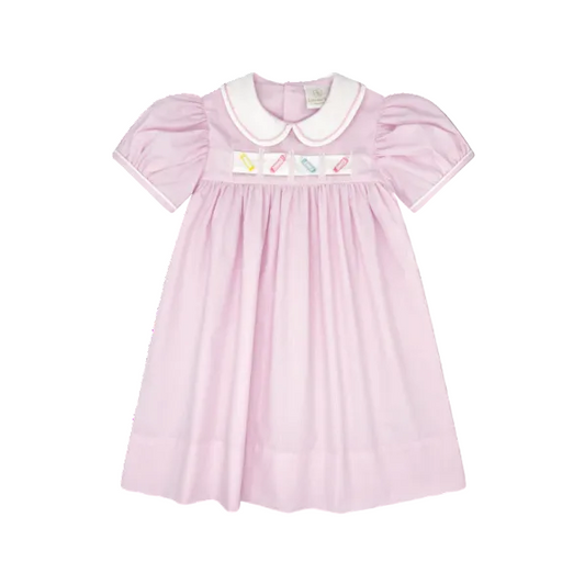 Ruth Ribbon Dress, Baby Pink Mini Gingham