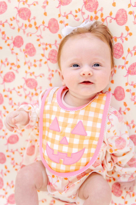 Burp Me Bib, Seashore Sherbet Gingham/Hamptons Hot Pink