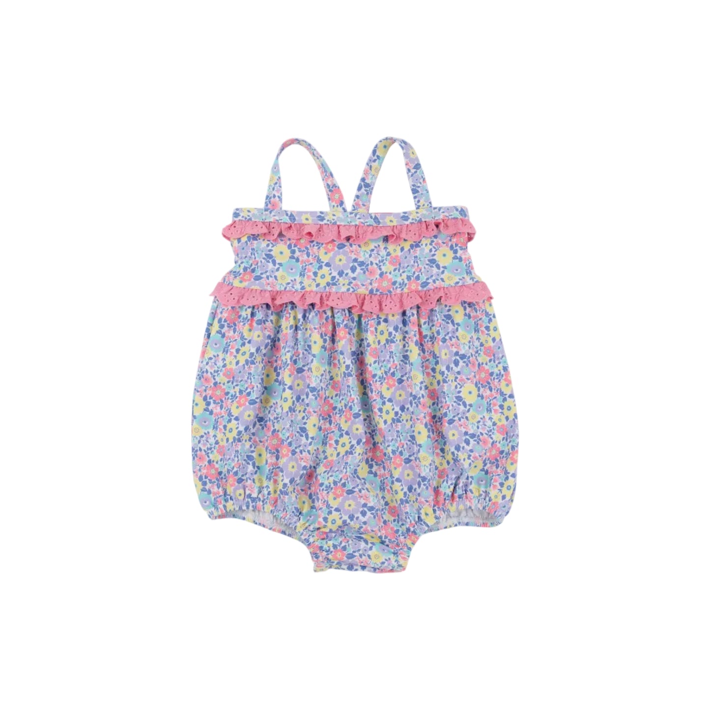 St. Bart's Bubble Bathing Suit- Briar Patch Petals/Hamptons Hot Pink