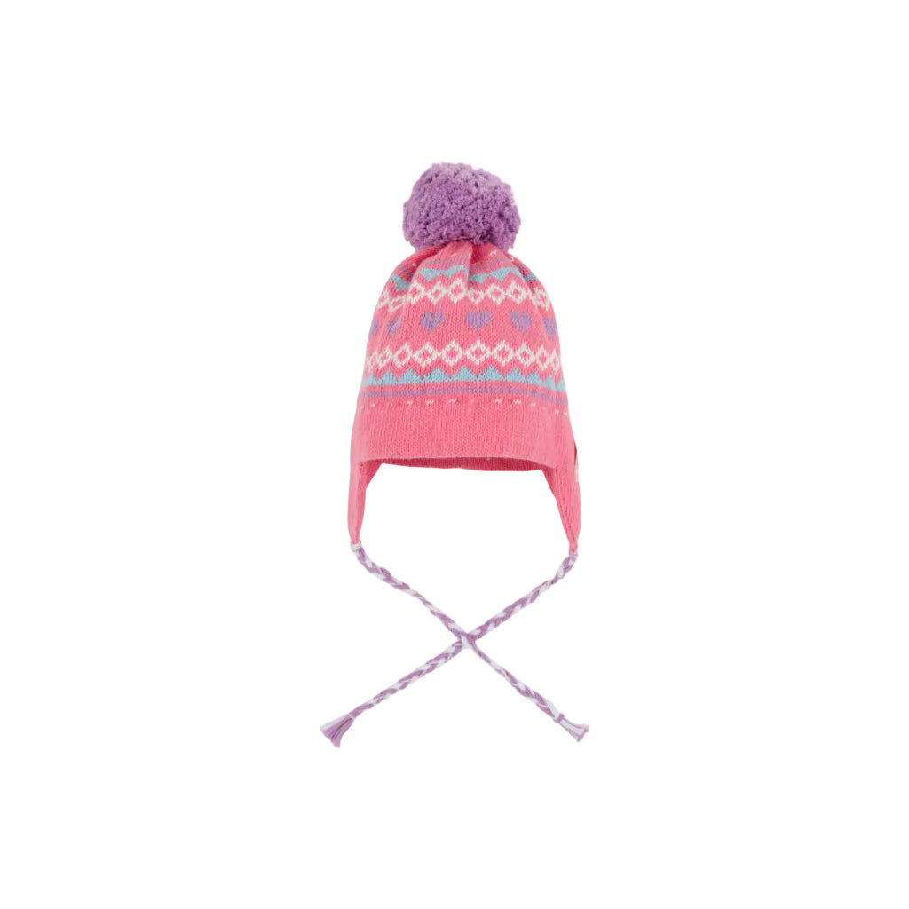 Parrish Pom Pom Hat, Winter Park Pink/Fairisle Hearts