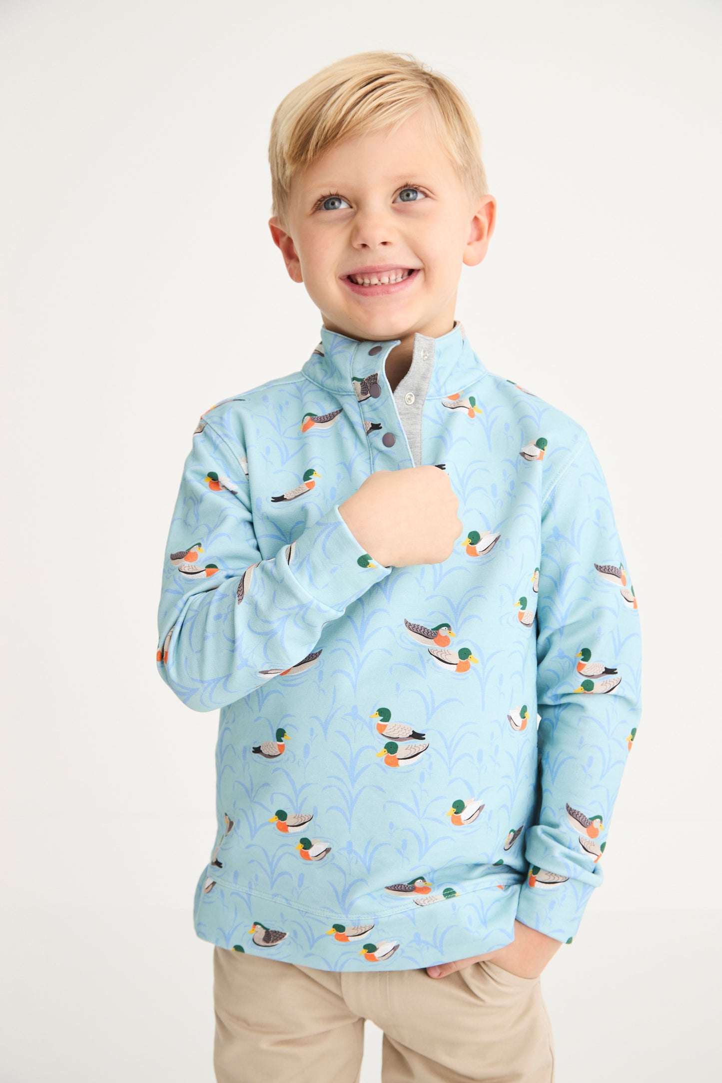 Pendleton Popped Collar, Fine Weather for Ducks/Grantley Gray (Heathered)