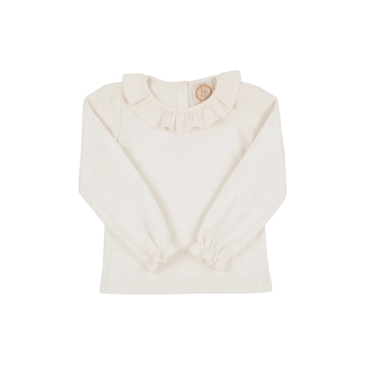 Long Sleeve Ramona Ruffle Shirt, Palmetto Pearl
