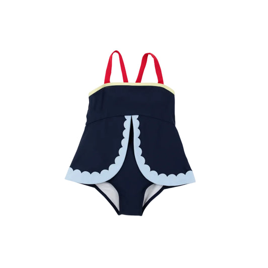 Stratford Scallop Swimsuit, Nantucket Navy/Richmond Red/Beale St Blue