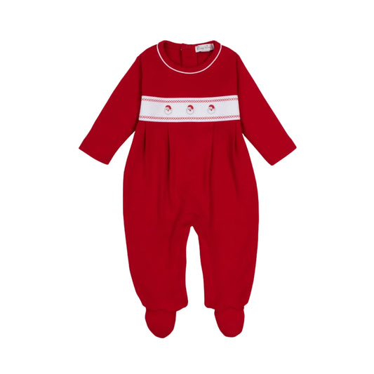 Boys Classic Treasure Footie- Red Santa