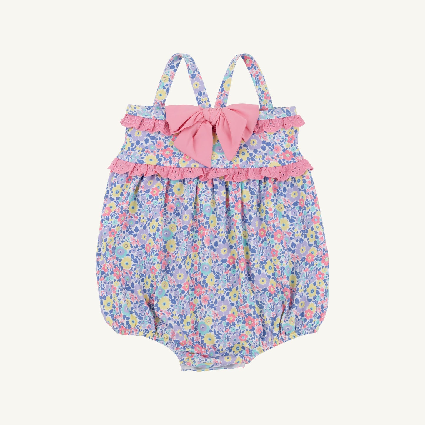 St. Bart's Bubble Bathing Suit- Briar Patch Petals/Hamptons Hot Pink