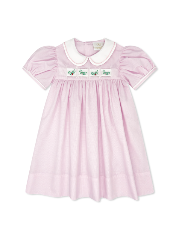 Ruth Ribbon Dress, Baby Pink Mini Gingham