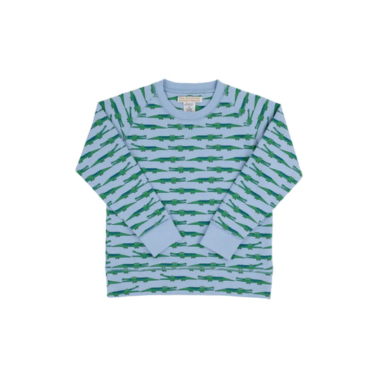 Cassidy Comfy Crewneck - Boys- French Terry - See Ya Later Alligator/Beale Street Blue