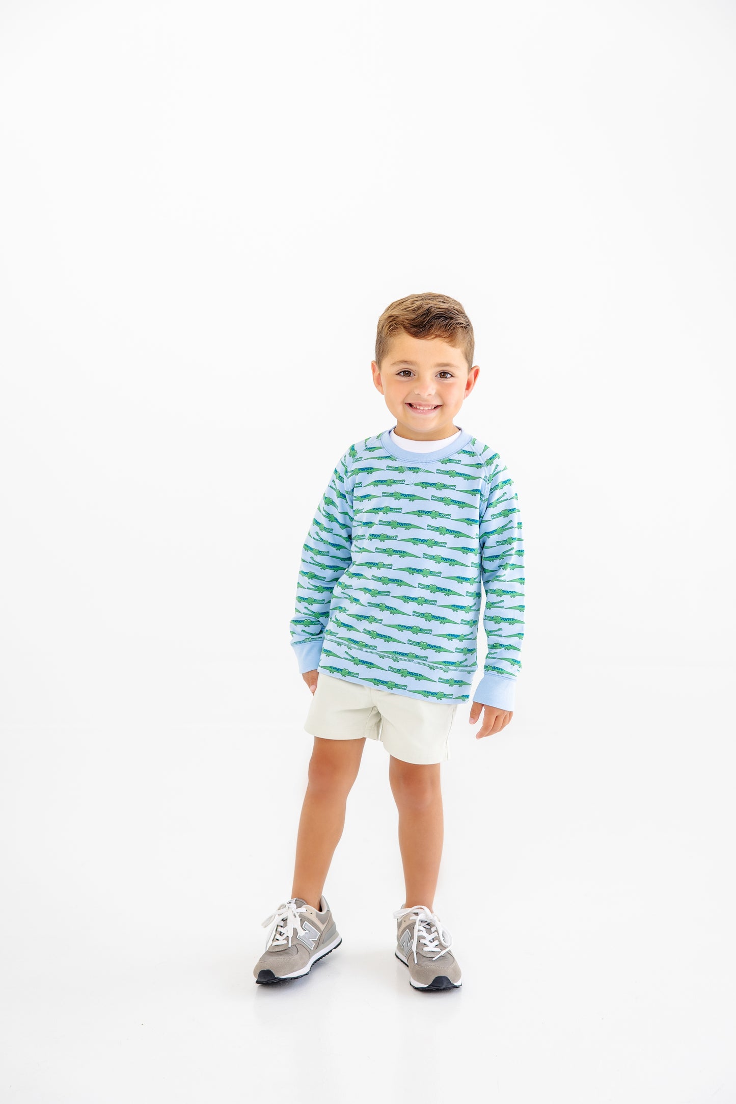 Cassidy Comfy Crewneck - Boys- French Terry - See Ya Later Alligator/Beale Street Blue