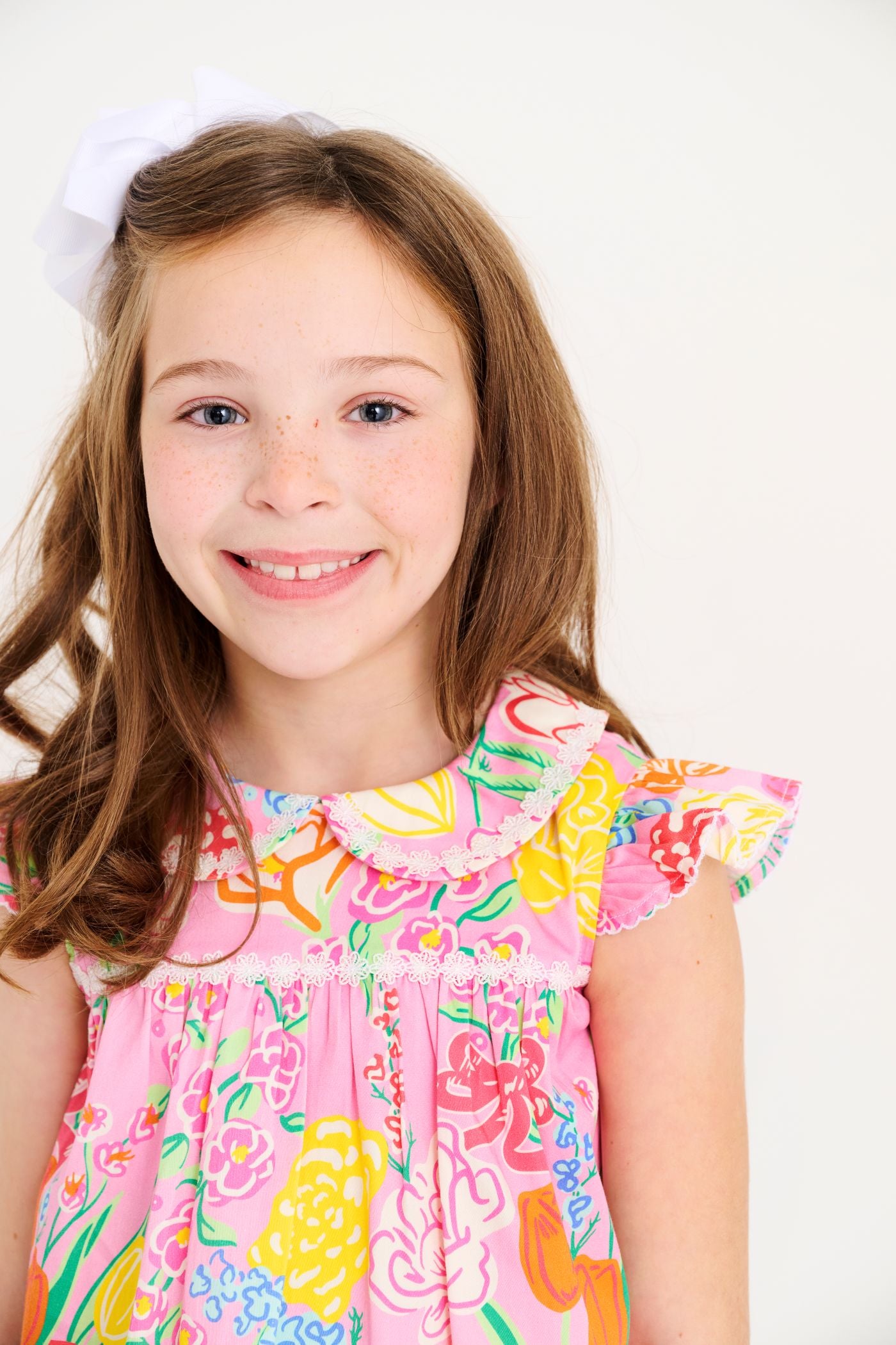 Franny Frock- Sheridan French Floral/Worth Ave White