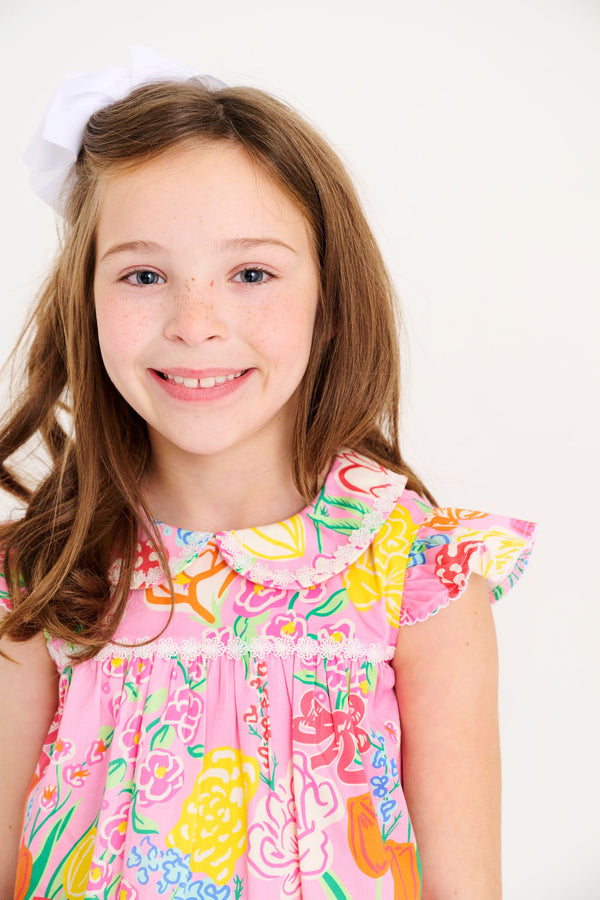 Franny Frock- Sheridan French Floral/Worth Ave White