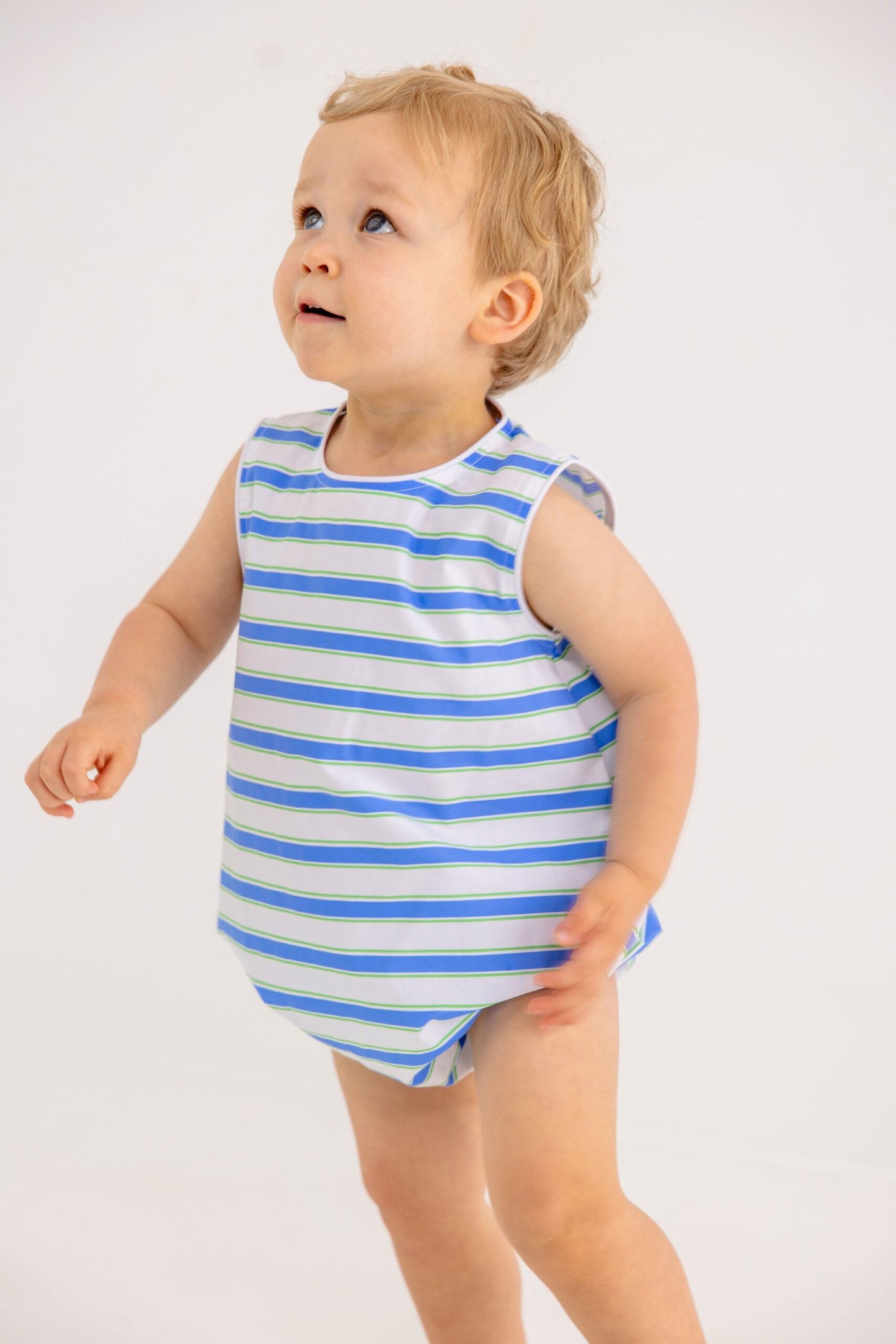 Benjamin Bubble- Broadcloth, Seabrook Stripe/Worth Ave White