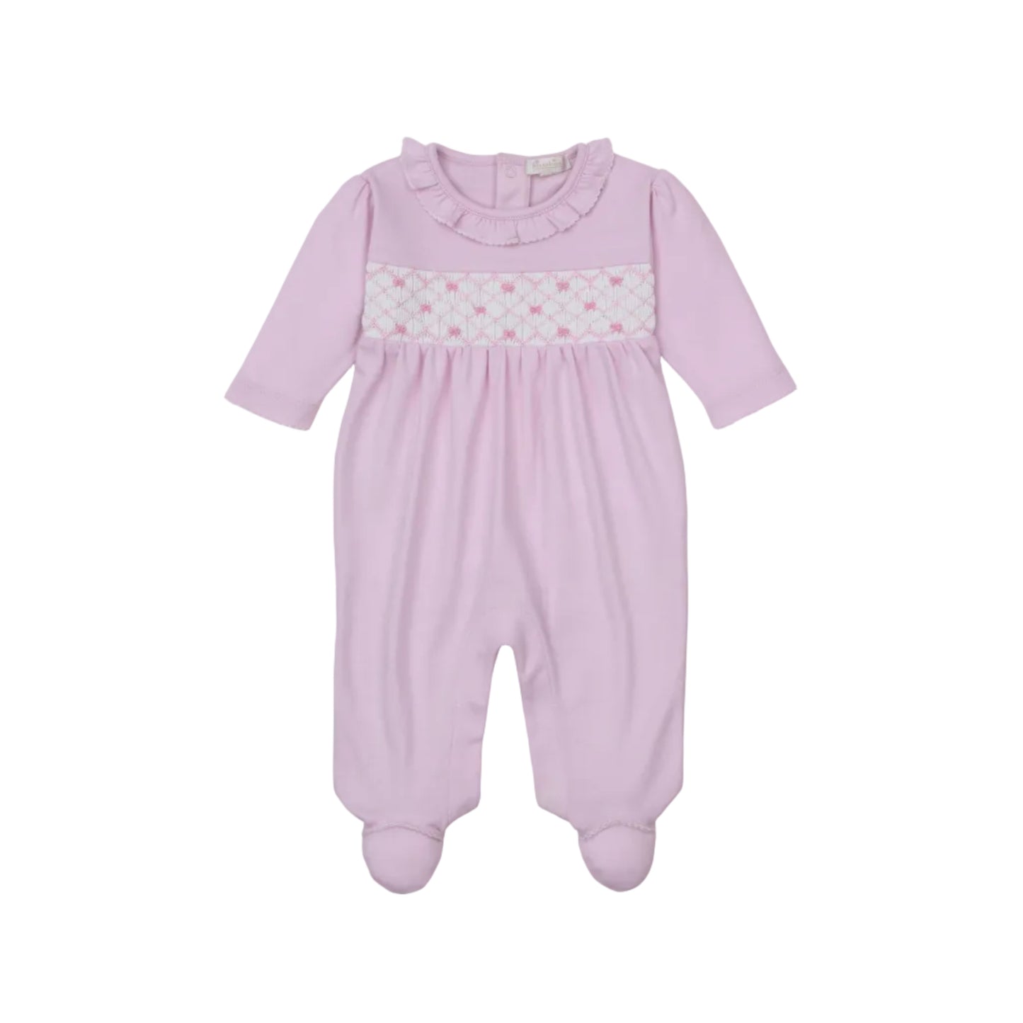 Summer Bows- Footie with Hand Smock- Pink
