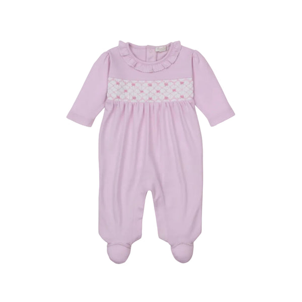 Summer Bows- Footie with Hand Smock- Pink