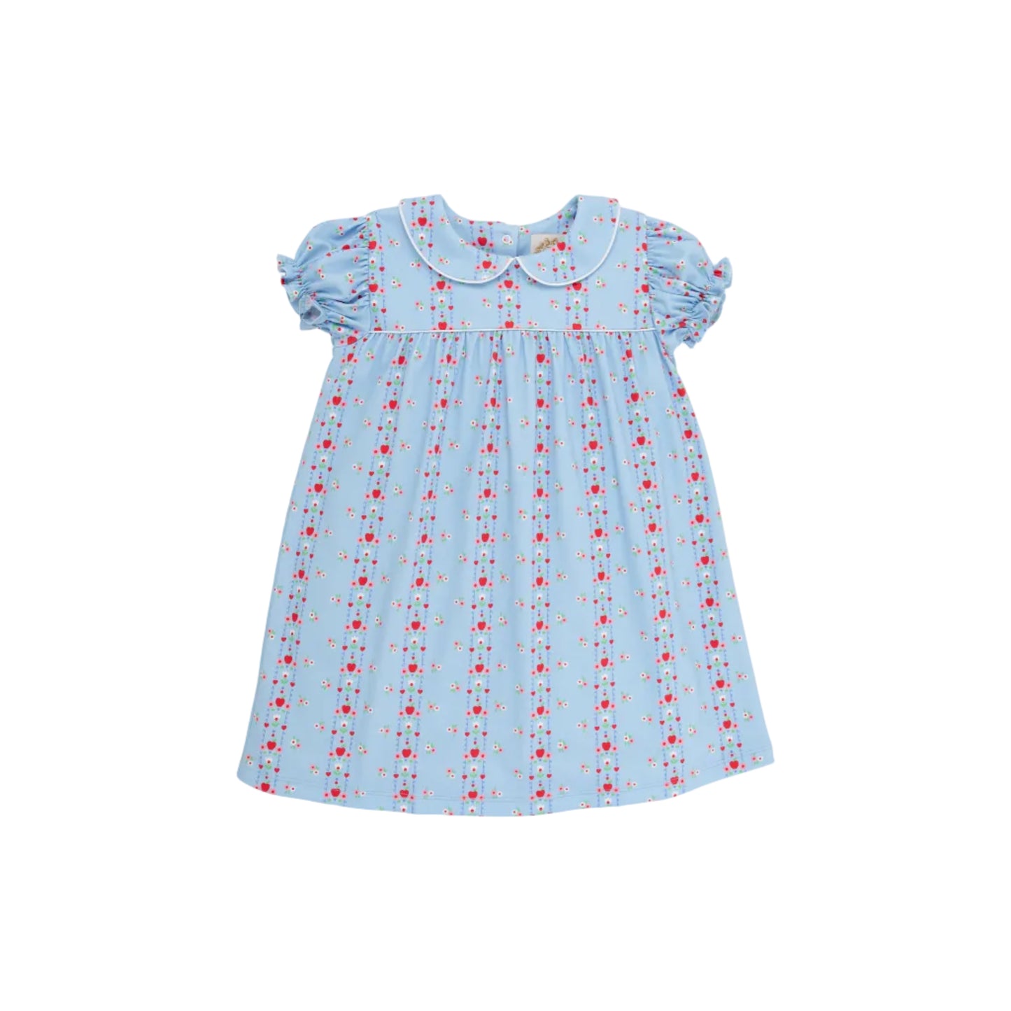 Holly Day Dress- Normal Weight Pima, First Day Flowers/Worth Ave White/Richmond Red