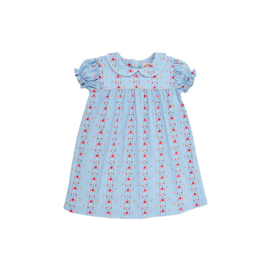Holly Day Dress- Normal Weight Pima, First Day Flowers/Worth Ave White/Richmond Red