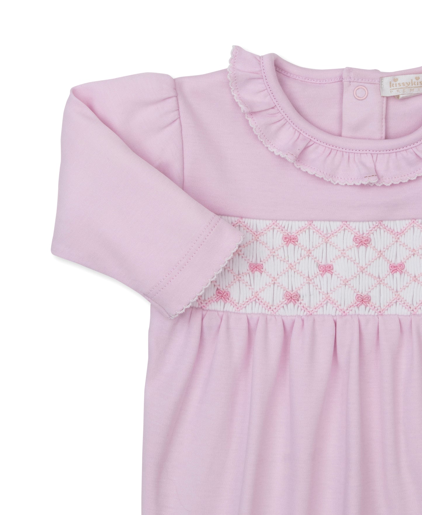 Summer Bows- Footie with Hand Smock- Pink