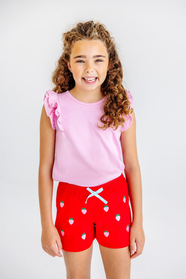 Ruehling Ruffle Top, Pier Party Pink