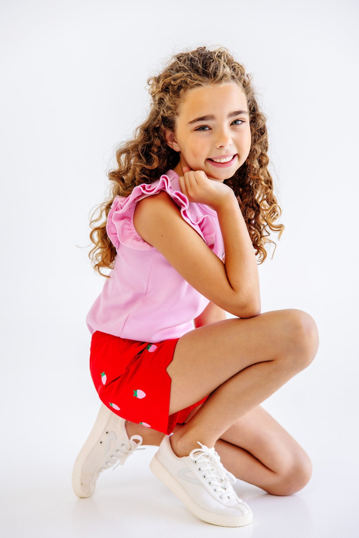 Ruehling Ruffle Top, Pier Party Pink