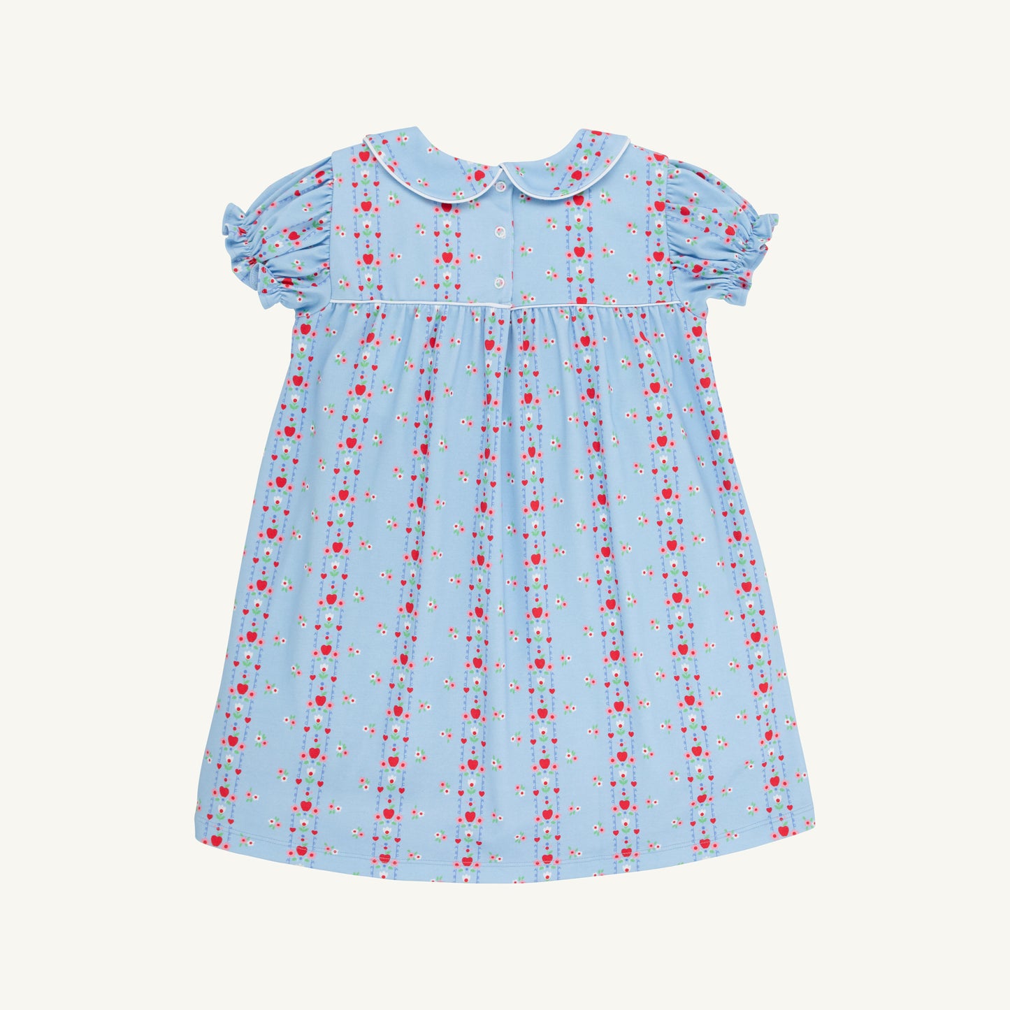 Holly Day Dress- Normal Weight Pima, First Day Flowers/Worth Ave White/Richmond Red