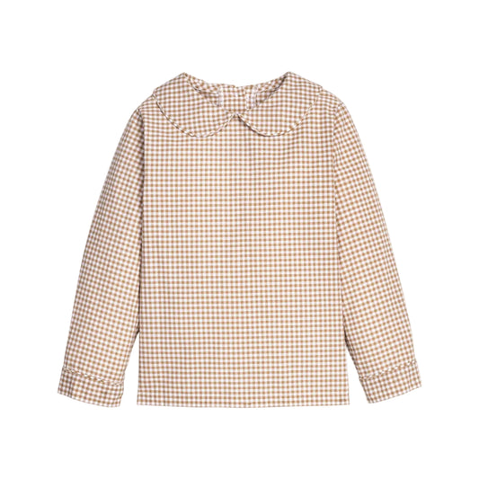 Peter Pan Shirt- Khaki Gingham