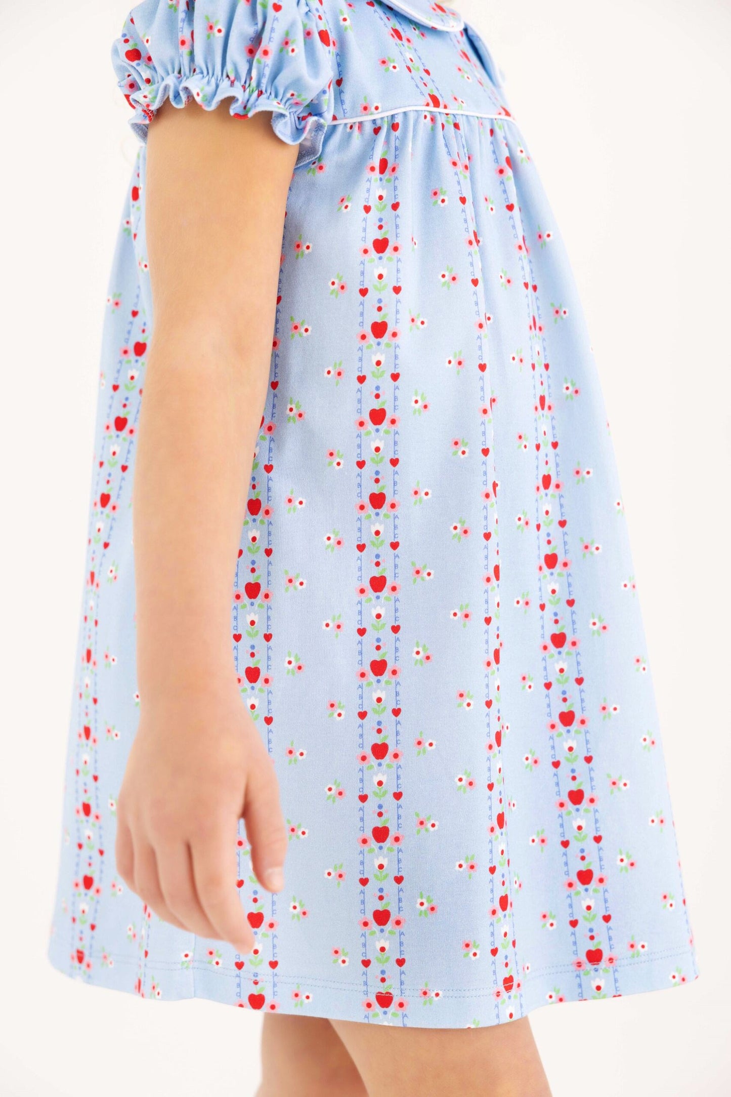 Holly Day Dress- Normal Weight Pima, First Day Flowers/Worth Ave White/Richmond Red