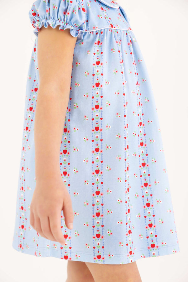 Holly Day Dress- Normal Weight Pima, First Day Flowers/Worth Ave White/Richmond Red