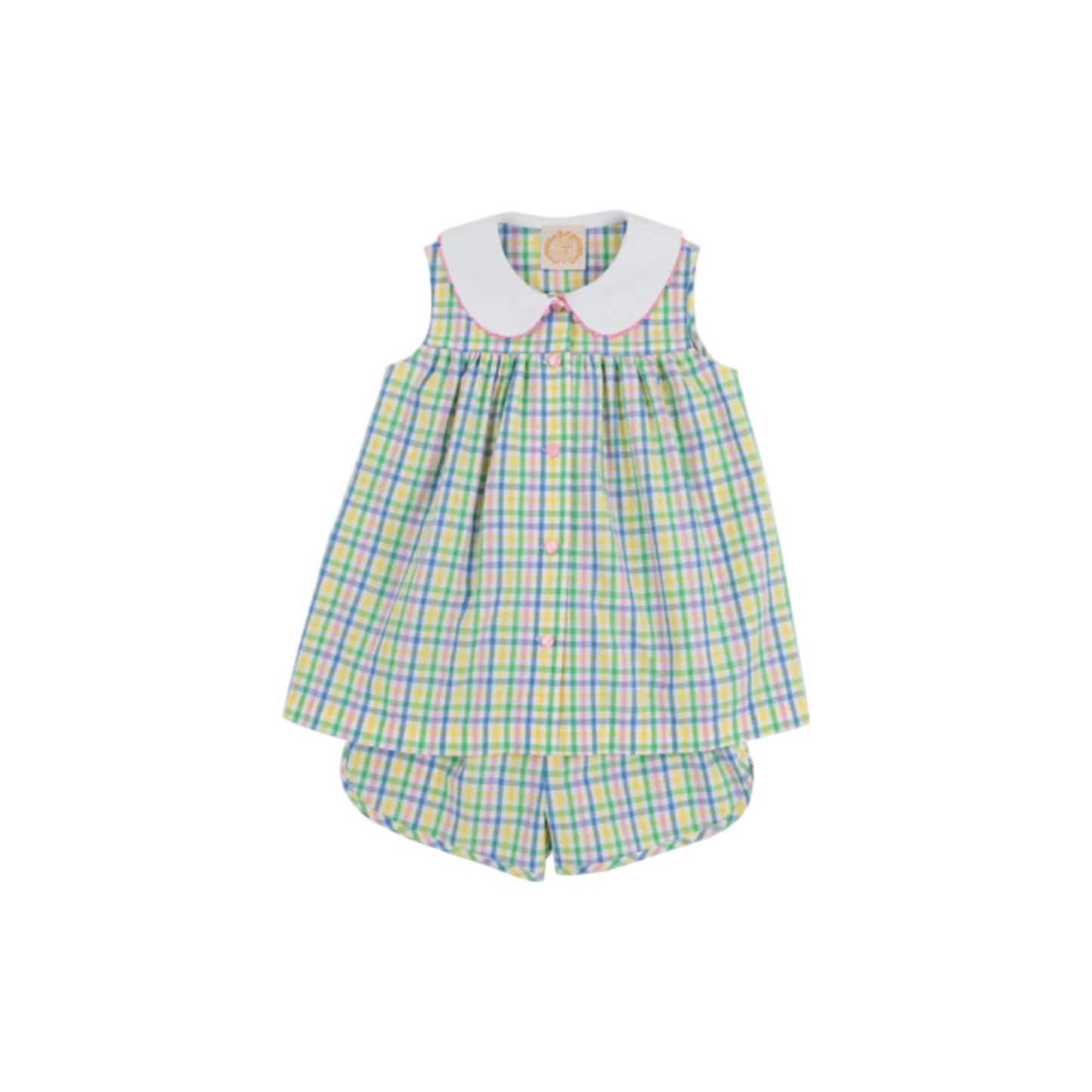 Sleeveless Tabitha's Teacher's Pet Set- Knickers, Primland Plaid/Worth Ave White