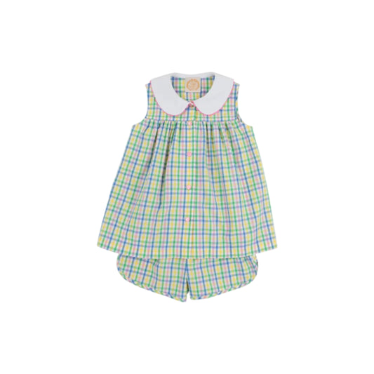 Sleeveless Tabitha's Teacher's Pet Set- Knickers, Primland Plaid/Worth Ave White