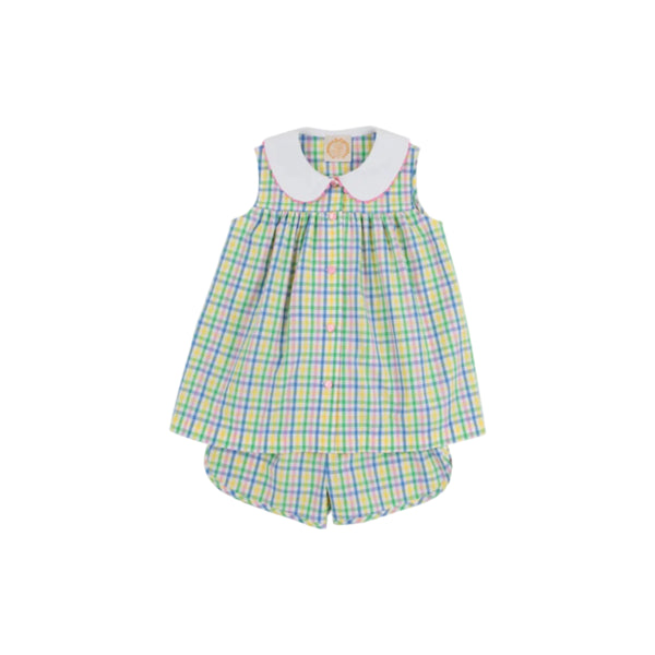 Sleeveless Tabitha's Teacher's Pet Set- Knickers, Primland Plaid/Worth Ave White