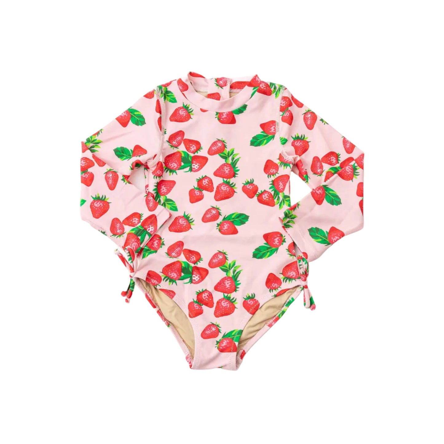 Strawberry Bliss Girls Long Sleeve One Piece Swimsuit