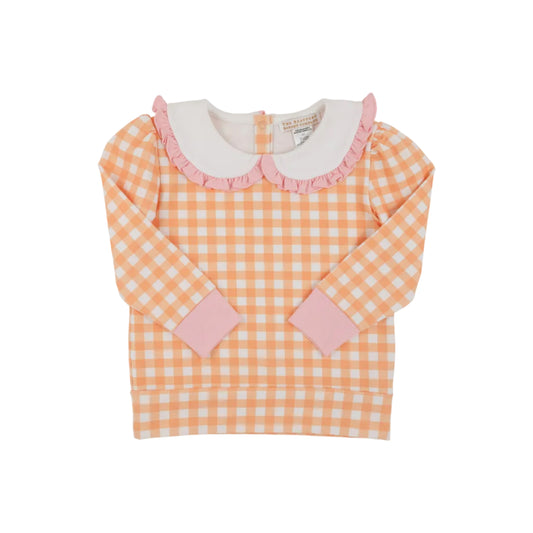 Maude's Ruffle Cassidy Comfy Crewneck, Seashore Sherbet Gingham/Worth Ave White/Sandpearl Pink