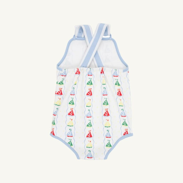 Skipper Sunsuit-Pima, Set Sail/Beale Street Blue/Worth Ave White