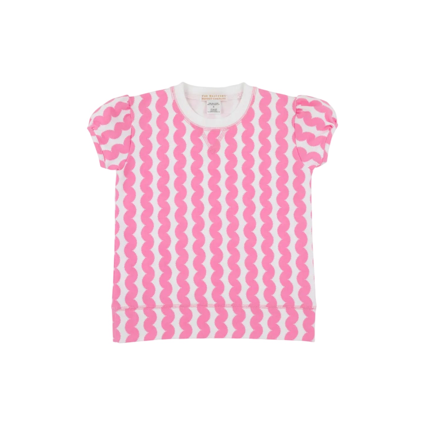 Cassidy Comfy Crewneck- Short Puff Sleeve, Tribeca Trims/Worth Ave. White