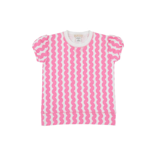 Cassidy Comfy Crewneck- Short Puff Sleeve, Tribeca Trims/Worth Ave. White