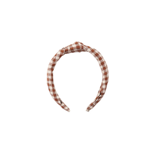 Knotted Headband- Brick Check- OS