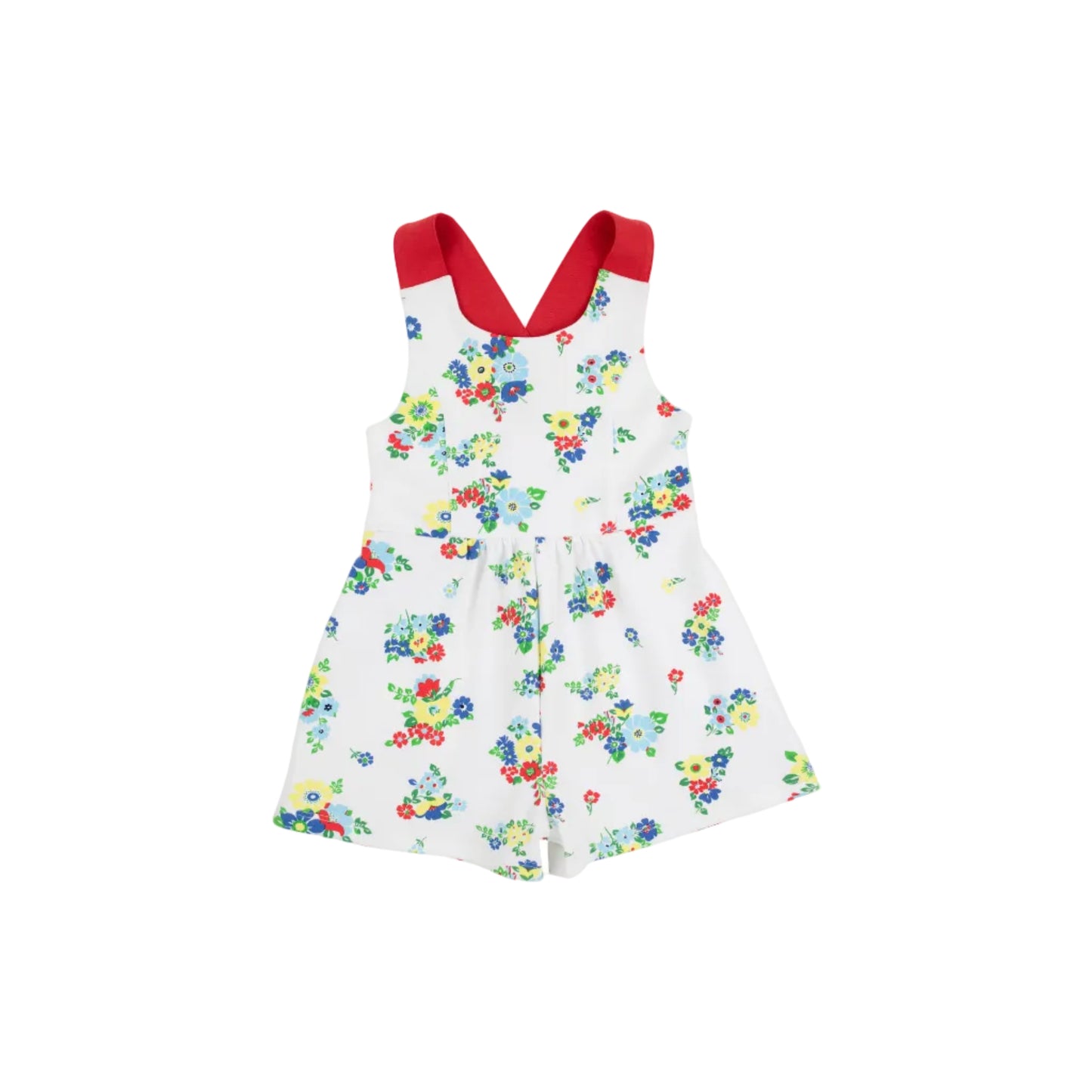 Reagan Romper-Pima, Biltmoore Blooms (Buckhead Blue)/Richmond Red