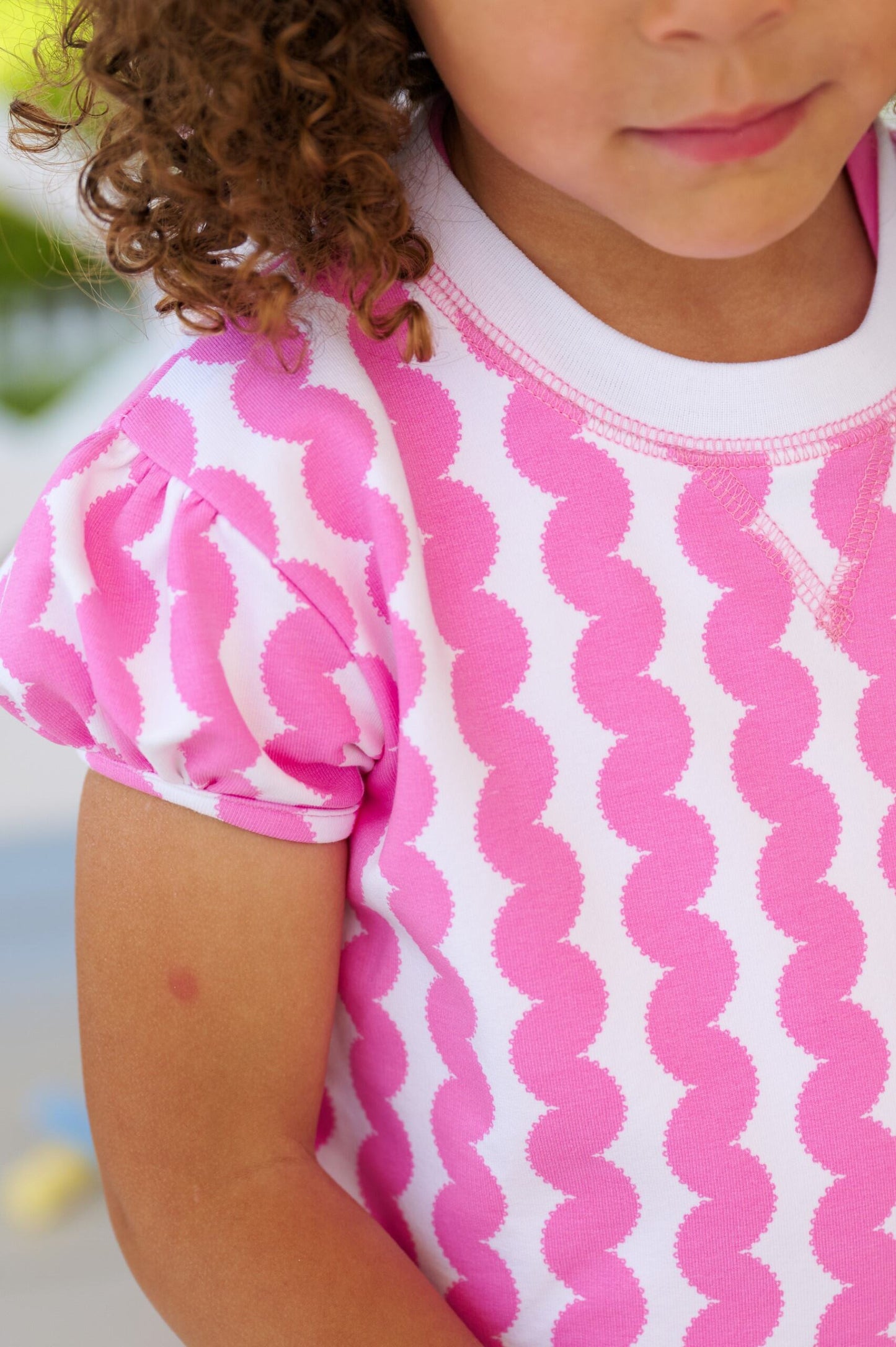 Cassidy Comfy Crewneck- Short Puff Sleeve, Tribeca Trims/Worth Ave. White