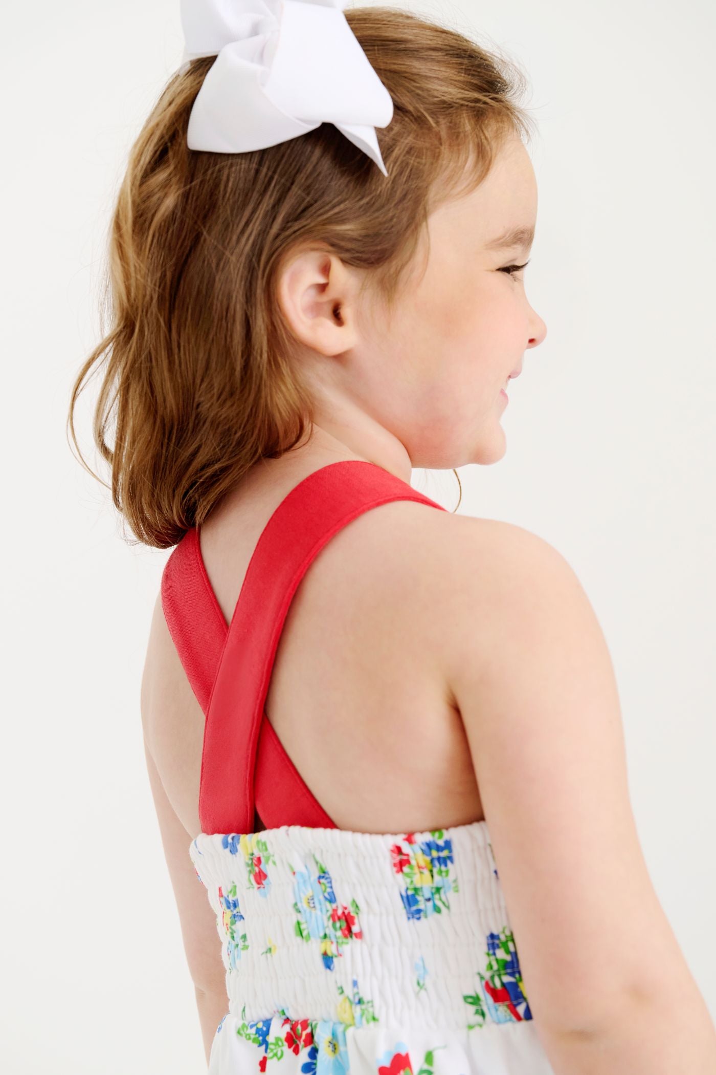 Reagan Romper-Pima, Biltmoore Blooms (Buckhead Blue)/Richmond Red