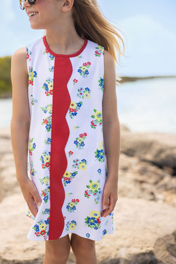 Daisy Dress-Biltmore Blooms (Buckhead Blue)/Richmond Red