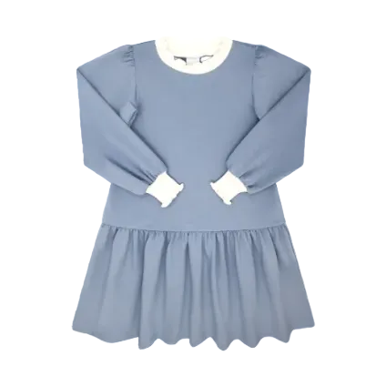 Dorothy Dropwaist Dress, Lake Blue Knit Cream