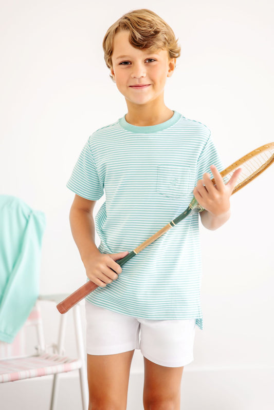 Carter Crewneck Turks Teal Stripe/Turks Teal