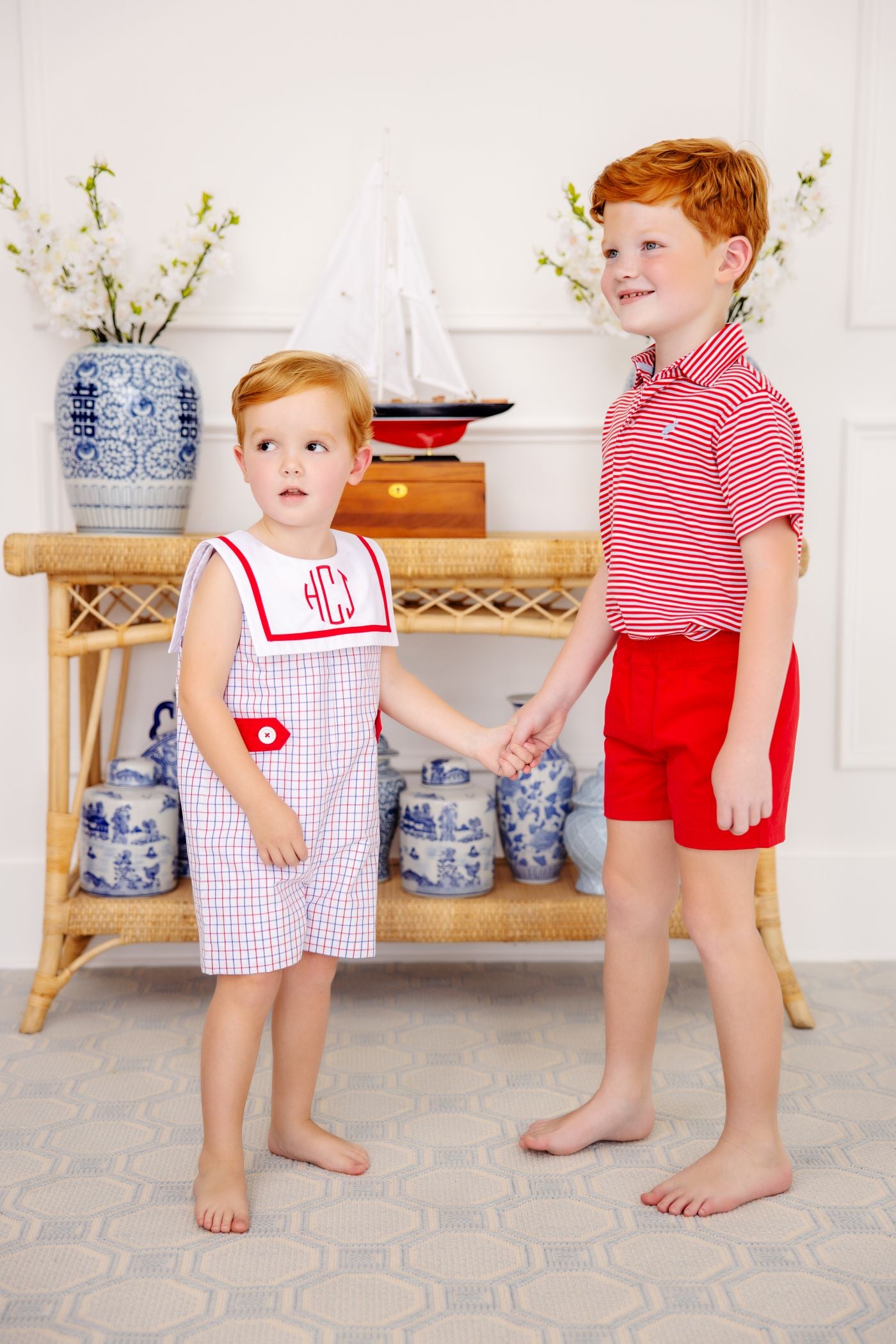 Townes Top Sail Jon Jon- Woven Yarn, Lake Powell Plaid/Worth Ave White