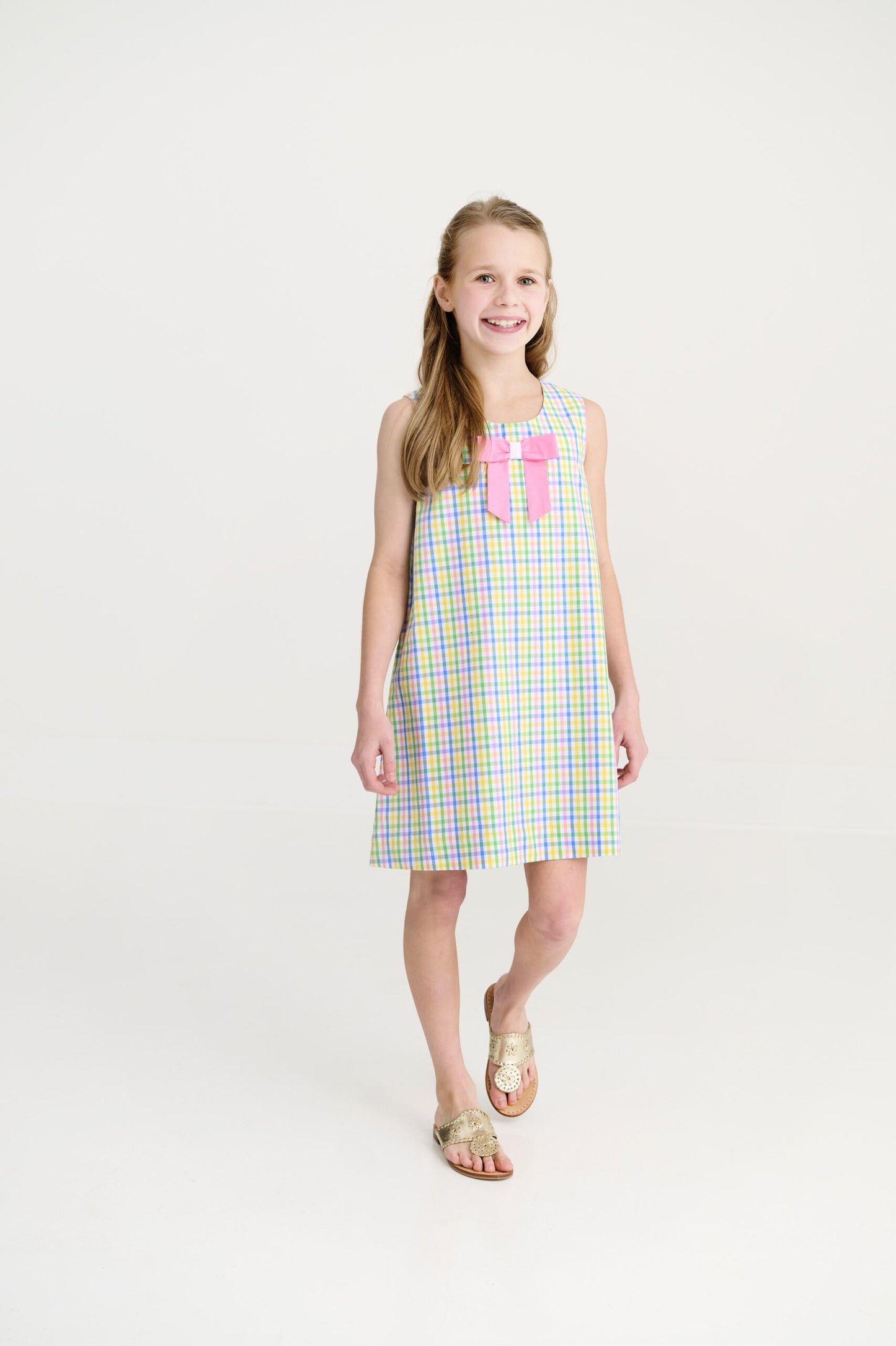 Jilly Jumper- Woven Dyed Yarn, Primland Plaid/Hamptons Hot Pink