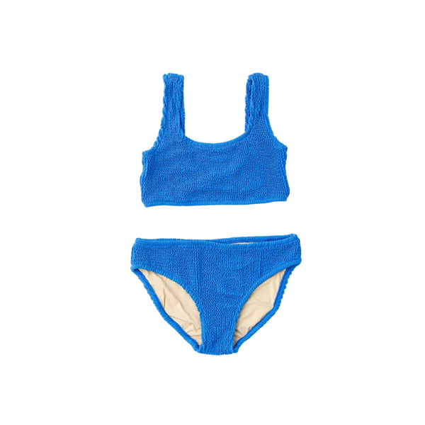 Cobalt Blue Girls Crinkle Two Piece Swim Set
