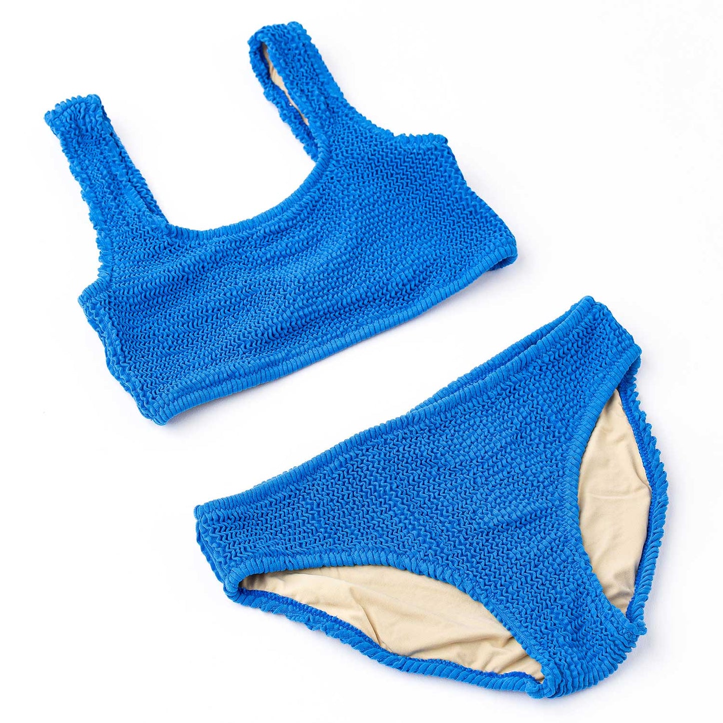 Cobalt Blue Girls Crinkle Two Piece Swim Set