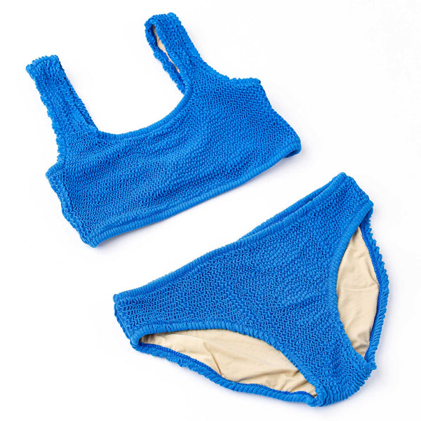 Cobalt Blue Girls Crinkle Two Piece Swim Set